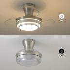 28in Retractable LED Ceiling Fan with Light Dimmable Low Profile Fandelier Remote&APP Control