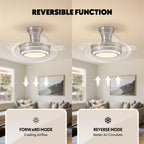 28in Retractable LED Ceiling Fan with Light Dimmable Low Profile Fandelier Remote&APP Control