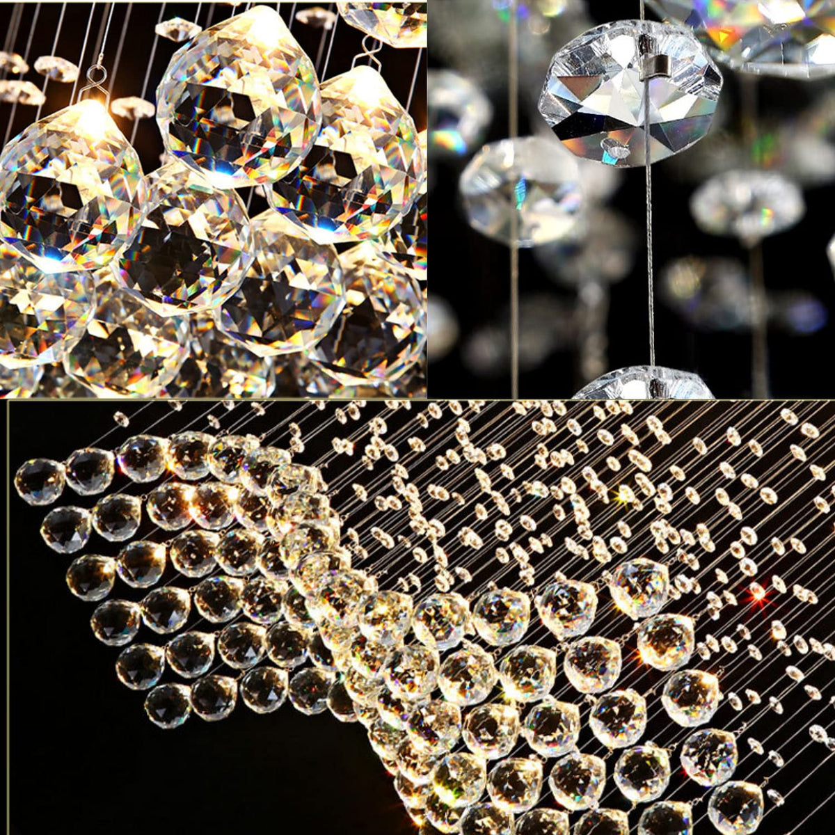 8 Lights Rectangular Wave Raindrop Chandelier Flush Mount Crystal Chandelier No Bulbs