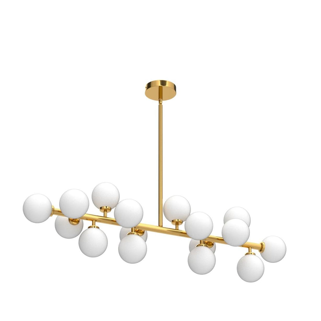 16-Light Gold Post-modern Linear Chandelier Rectangle Chandelier for Dining Room Island with no Bulbs Included