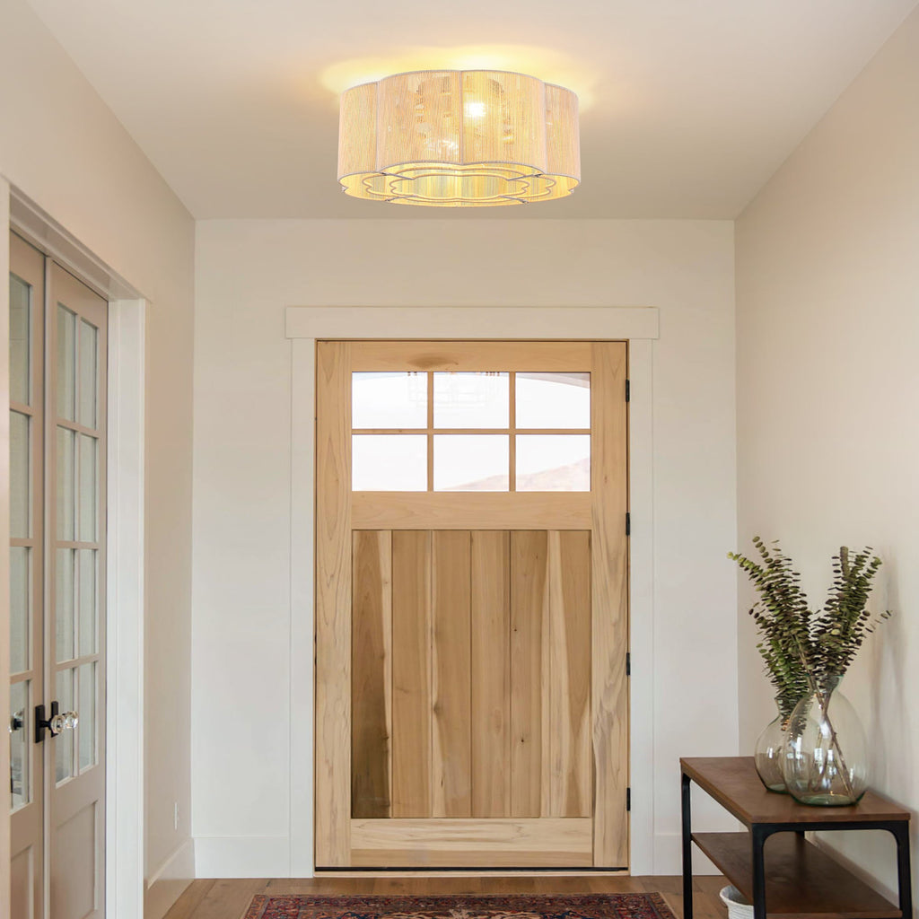 20 in Plum Blossom Gold Woven Ceiling Fan Light with Timer,Forward/Reverse and Remote control (Bulb Not Included)