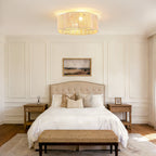 20 in Plum Blossom Gold Woven Ceiling Fan Light with Timer,Forward/Reverse and Remote control (Bulb Not Included)