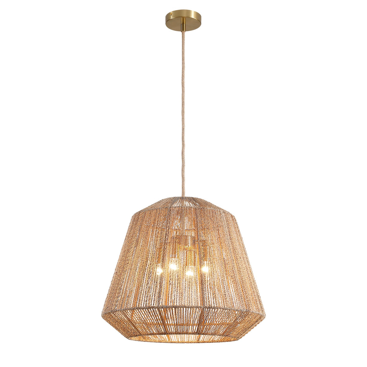 20in 4-Light Adjustable Woven Pendant Light for Sloped Ceilings(No Bulbs Included)