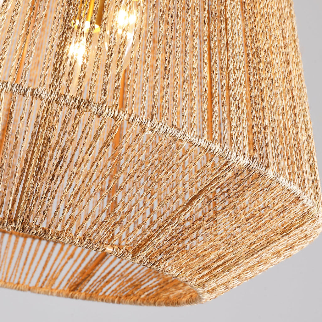 20in 4-Light Adjustable Woven Pendant Light for Sloped Ceilings(No Bulbs Included)