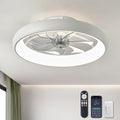 20 in. Smart Indoor Modern White Round Low Profile Ceiling Fan with Dimmable LED with Remote Included for Bedroom