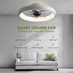 20 in. Smart Indoor Modern White Round Low Profile Ceiling Fan with Dimmable LED with Remote Included for Bedroom