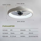 20 in. Smart Indoor Modern White Round Low Profile Ceiling Fan with Dimmable LED with Remote Included for Bedroom