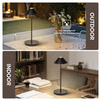 16in Black Modern Desk Lamps Cordless Smart Integrated Led Dimmable Waterproof Rechargeable Table Lamp, Indoor & Outdoor