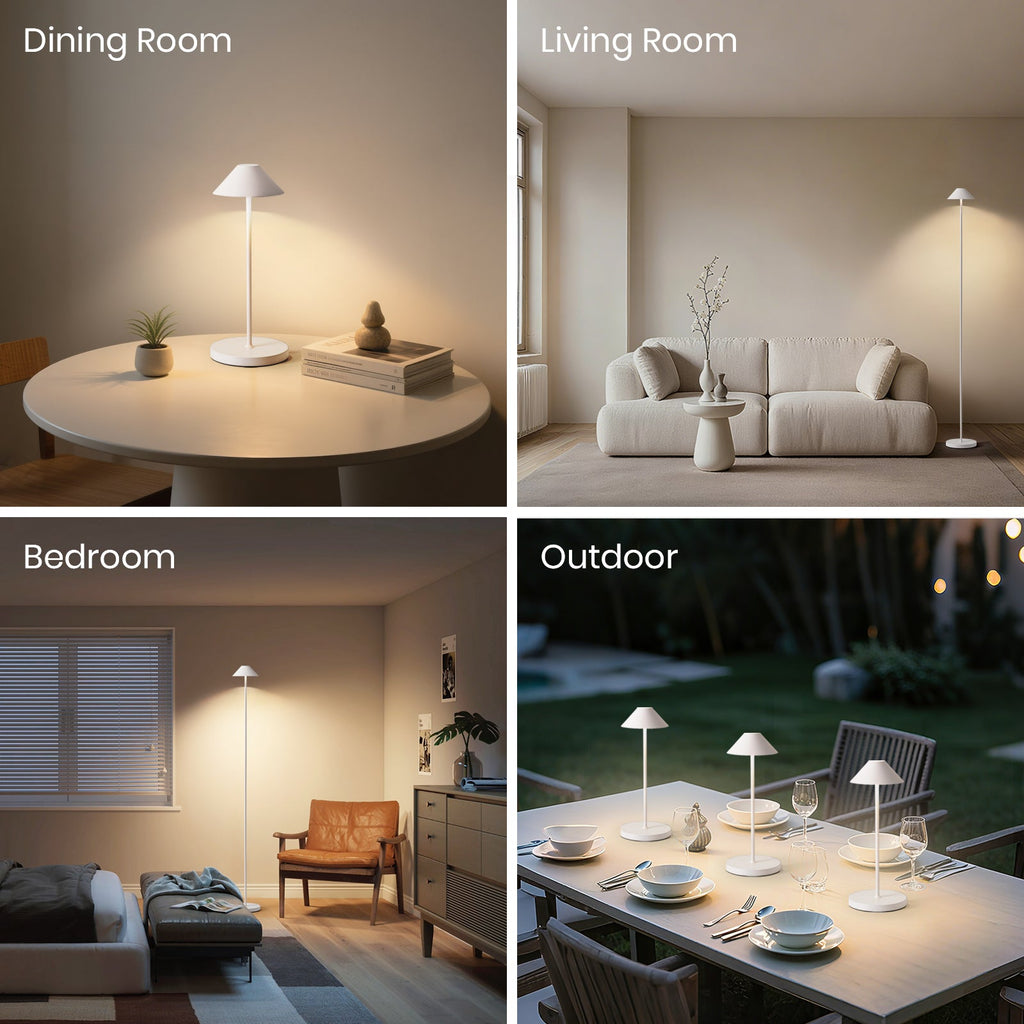 16 in. Modern Black Standard Table Lamps Cordless Integrated Led Dimmable Rechargeable for Indoor and Outdoor (2 Sets)