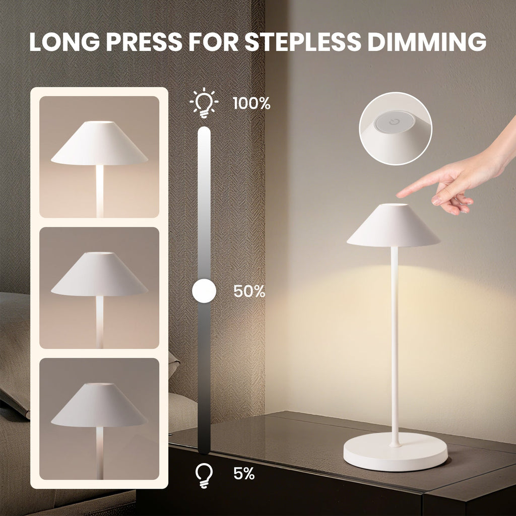 16 in. Modern Black Standard Table Lamps Cordless Integrated Led Dimmable Rechargeable for Indoor and Outdoor (2 Sets)