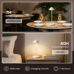 16 in. Modern Black Standard Table Lamps Cordless Integrated Led Dimmable Rechargeable for Indoor and Outdoor (2 Sets)