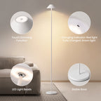 16 in. Modern Black Standard Table Lamps Cordless Integrated Led Dimmable Rechargeable for Indoor and Outdoor (2 Sets)