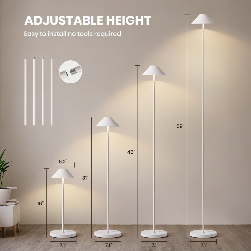 16 in. Modern Black Standard Table Lamps Cordless Integrated Led Dimmable Rechargeable for Indoor and Outdoor (2 Sets)