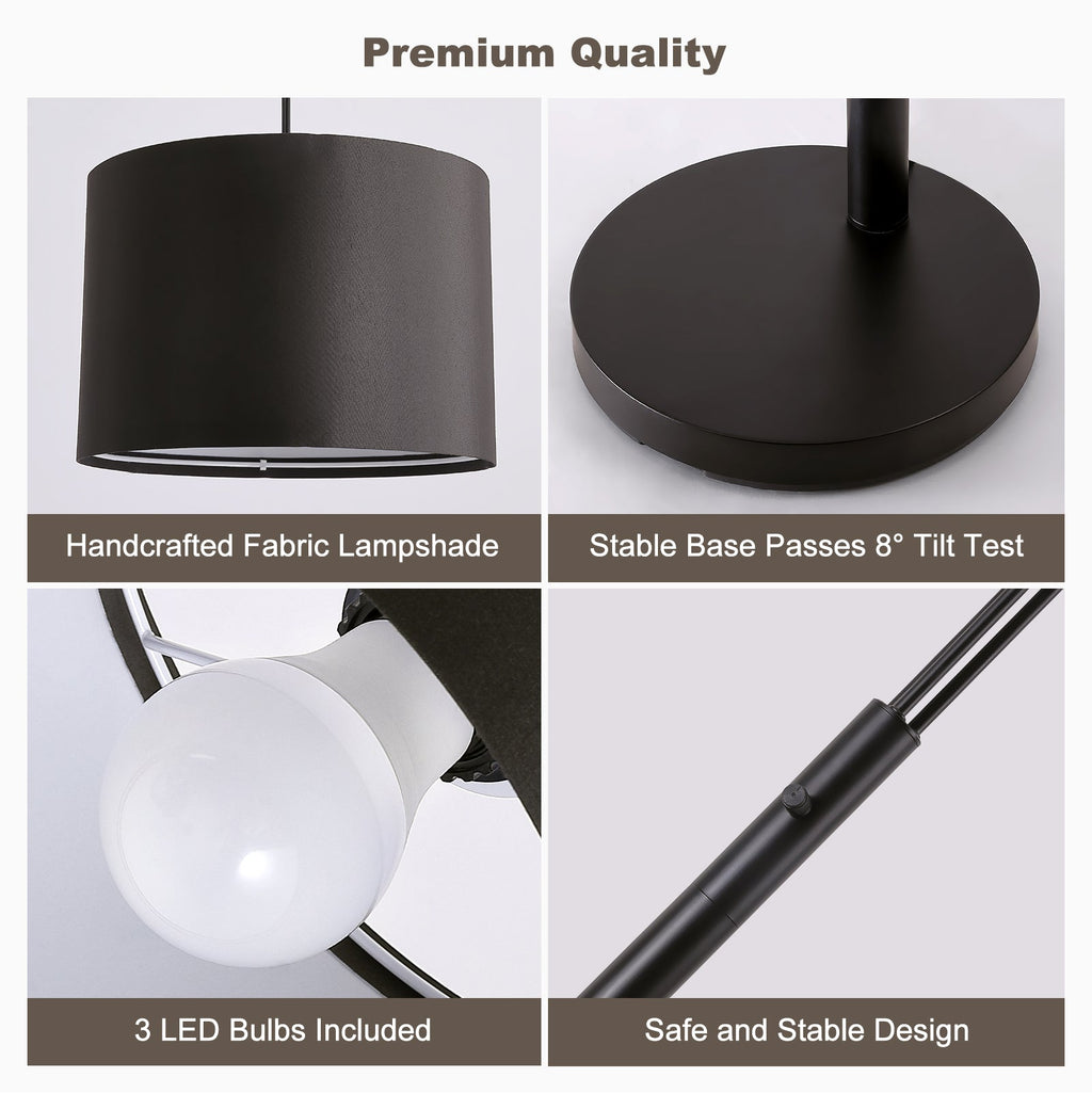80in Black 3-Light Standard Arched Floor Lamp, Dimmable 3-Color Temperature Remote Control, Stylish Tall Tree Floor Lamps