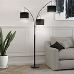 80in Black 3-Light Standard Arched Floor Lamp, Dimmable 3-Color Temperature Remote Control, Stylish Tall Tree Floor Lamps