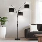 80in Black 3-Light Standard Arched Floor Lamp, Dimmable 3-Color Temperature Remote Control, Stylish Tall Tree Floor Lamps