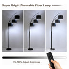 80in Black 3-Light Standard Arched Floor Lamp, Dimmable 3-Color Temperature Remote Control, Stylish Tall Tree Floor Lamps