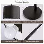 80in Black 3-Light Standard Arched Floor Lamp, Dimmable 3-Color Temperature Remote Control, Stylish Tall Tree Floor Lamps