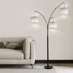 80in. Gray 3-Light Standard Arched Floor Lamp, Dimmable 3-Color Temperature Remote Control, Stylish Tall Tree Floor Lamp