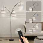 80in. Gray 3-Light Standard Arched Floor Lamp, Dimmable 3-Color Temperature Remote Control, Stylish Tall Tree Floor Lamp