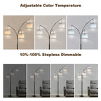 80in. Gray 3-Light Standard Arched Floor Lamp, Dimmable 3-Color Temperature Remote Control, Stylish Tall Tree Floor Lamp