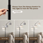 80in. Gray 3-Light Standard Arched Floor Lamp, Dimmable 3-Color Temperature Remote Control, Stylish Tall Tree Floor Lamp