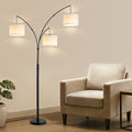 80 in. Black 3-Light Dimmable 3-Color Temperature, Arc Floor Lamp with Remote Control, Modern Tall Standing Lamp