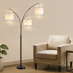 80 in. Black 3-Light Dimmable 3-Color Temperature, Arc Floor Lamp with Remote Control, Modern Tall Standing Lamp