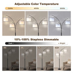 80 in. White 3-Light Arc Floor Lamp, Dimmable, 3-Color Temperature, Remote Control, Stylish Tall Floor Lamp