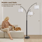 80 in. White 3-Light Arc Floor Lamp, Dimmable, 3-Color Temperature, Remote Control, Stylish Tall Floor Lamp