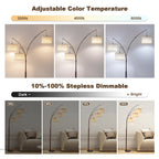 80 in. Black 3-Light Dimmable 3-Color Temperature, Arc Floor Lamp with Remote Control, Modern Tall Standing Lamp