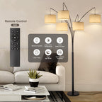 80in Arc Black Modern 5-Light Tall Standing Tree-Style Floor Lamp with Remote, Adjustable Arched Arm, 3-Color Temperature