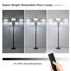 80in Arc Brown Modern 5-Light Tall Standing Tree-Style Floor Lamp with Remote, Adjustable Arched Arm, 3-Color Temperature