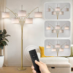 80in Arc Gold Modern 5-Light Tall Standing Tree-Style Floor Lamp with Remote, Adjustable Arched Arm, 3-Color Temperature