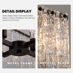6-Light Modern Dimmable Black Rectangle Crystal Chandelier for Dining Room