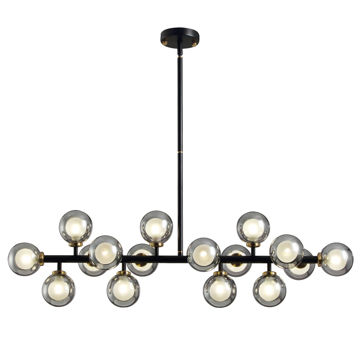16-Light Modern Black Dimmable Bubble Glass Sputnik Chandelier for Dining Room and Living Room