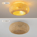 Bobo 20 in. Indoor Hand-Woven Bamboo Gold Drum Low Profile Ceiling Fan with Remote Included with Bulbs Not Included