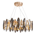 Lámpara de araña de cristal de tambor regulable de 12 luces, iluminación moderna de lujo para isla de cocina y comedor