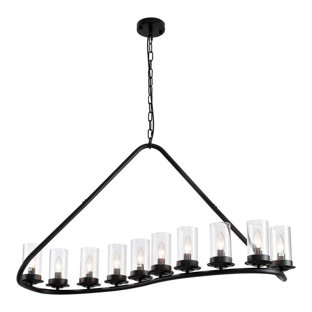 10-Light Dimmable Modern Linear Chandelier Kitchen Island Pendant with Clear Glass Shades