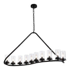 10-Light Dimmable Modern Linear Chandelier Kitchen Island Pendant with Clear Glass Shades