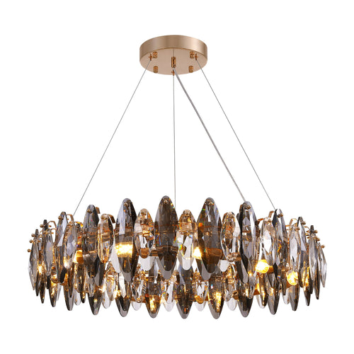 12-Light Dimmable Drum Crystal Chandelier