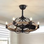 27in Farmhouse & Vintage Ceiling Fan with Light Remote Control, Rustic Chandelier Fan