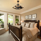 27in Farmhouse & Vintage Ceiling Fan with Light Remote Control, Rustic Chandelier Fan