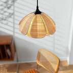 Bohemian Rattan Flower Pendant Light - Woven Petal-Shaped Hanging Lamp for Kitchen & Bedroom