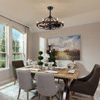 27" Farmhouse Indoor Vintage Cage Ceiling Fan with Light, Reversible Rotation, and Remote Control