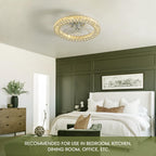 22 in. LED Smart Indoor Chrome Flush Mount Fandelier Low Profile Ceiling Fan with 3 Color Change and Remote Control