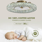 Ventilador de techo de perfil bajo de cristal dorado de 22" para interiores con luces y control remoto incluido