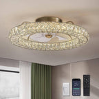 Ventilador de techo de perfil bajo de cristal dorado de 22" para interiores con luces y control remoto incluido