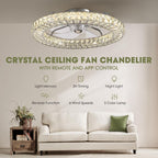 22 in. LED Smart Indoor Chrome Flush Mount Fandelier Low Profile Ceiling Fan with 3 Color Change and Remote Control