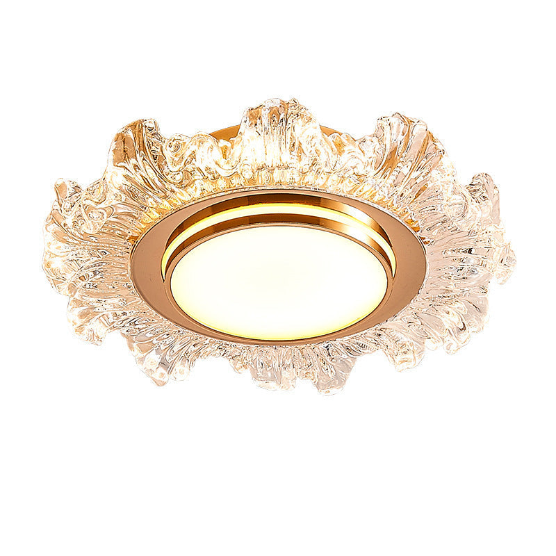 Luxury Flower-Shaped Crystal LED Ceiling Light - Gold Frame Flush Mount for Closet & Bedroom